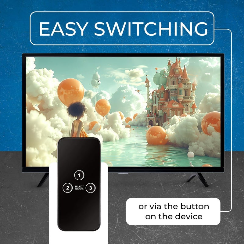 OREI HDMI Switcher with 4K@120Hz 4:4:4 / 8K@60Hz 4:2:0 - HDR10+, VRR, ALLM, QFT, CEC - 48Gbps Bandwidth - HDMI Switch with Remote – Perfect for Gaming with PS5/Xbox/PC - Image 4